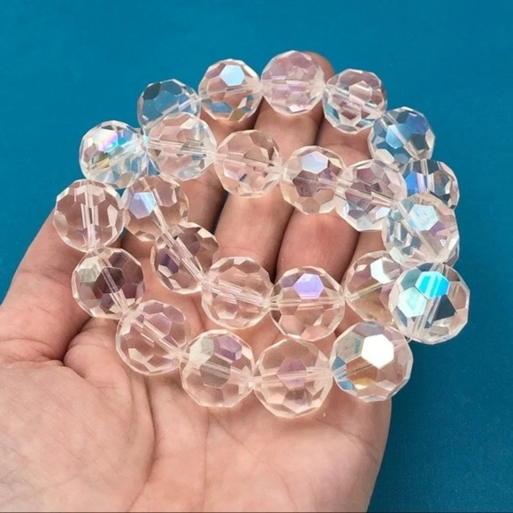 🌼 Pair Chunky AB Glass Bead Stretch Bracelet